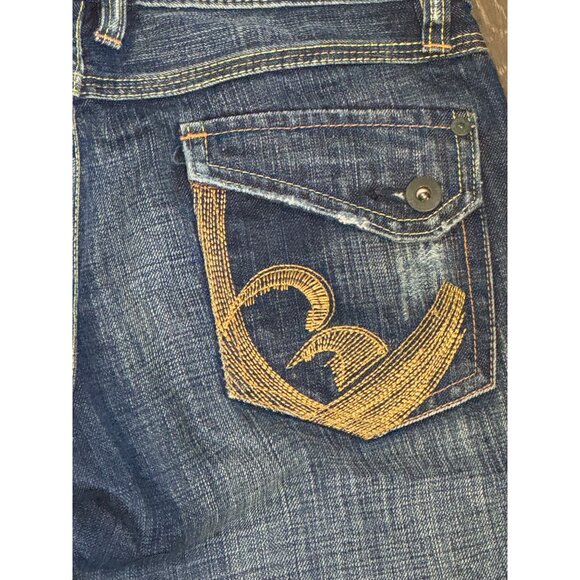 Buffalo David Bitton Tilly Womens Denim Bermuda Shorts Size 26 Dark Blue Embroid - Picture 5 of 5